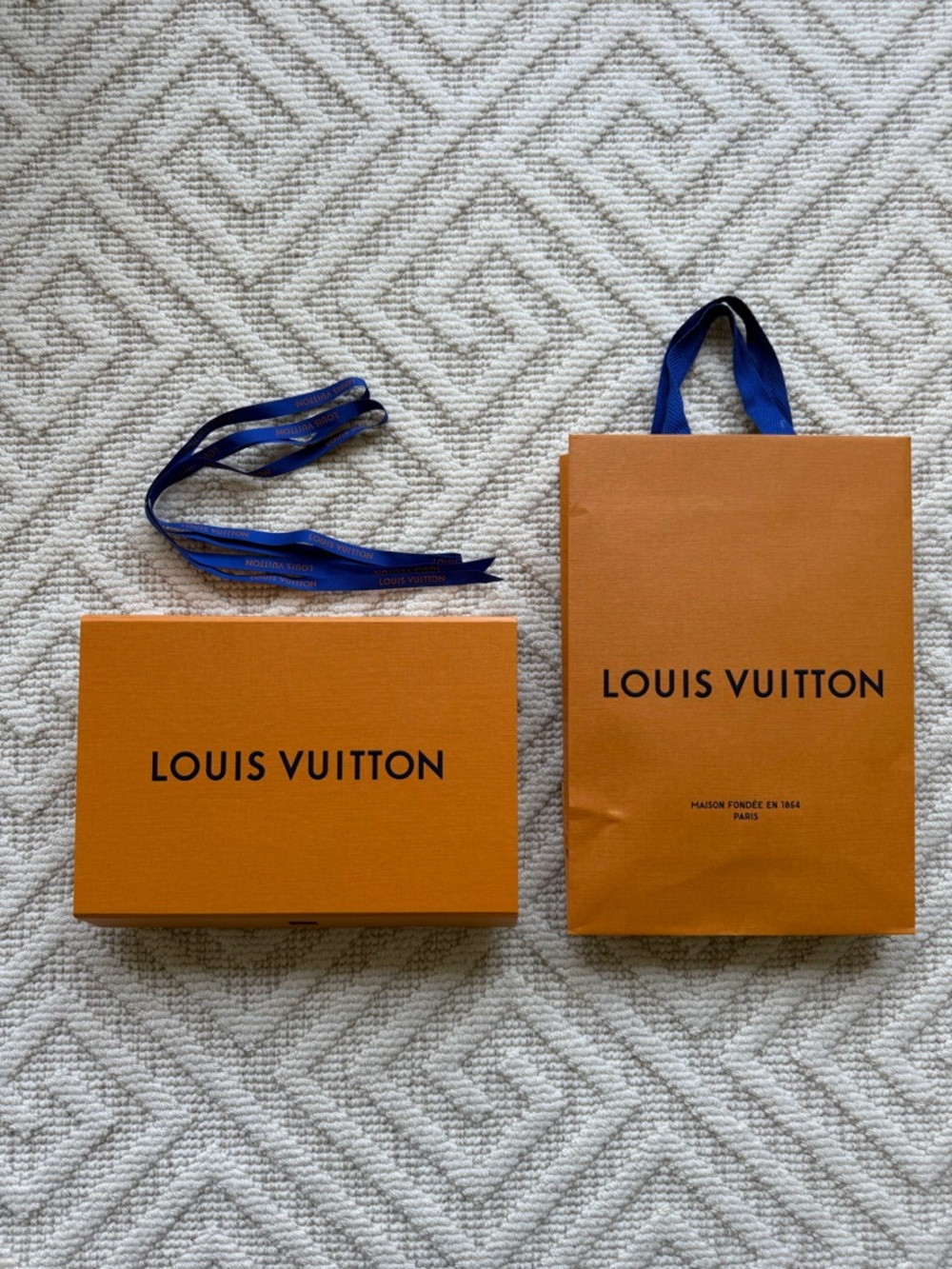 Louis Vuitton Orange Gift Box and Shopping Bag with Ribbon